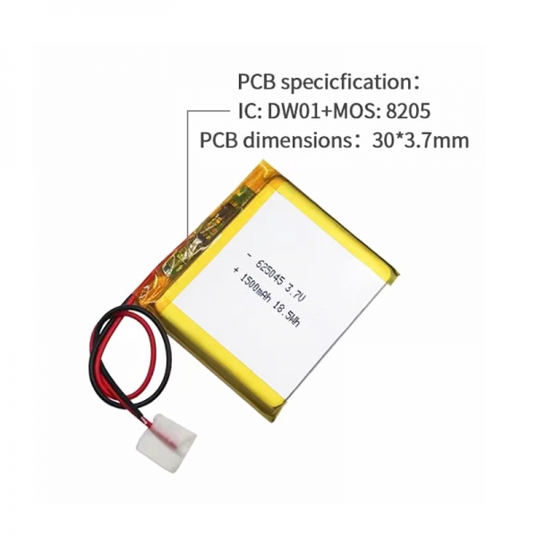 625045 Li Polymer 3.7V 1500mAh Battery